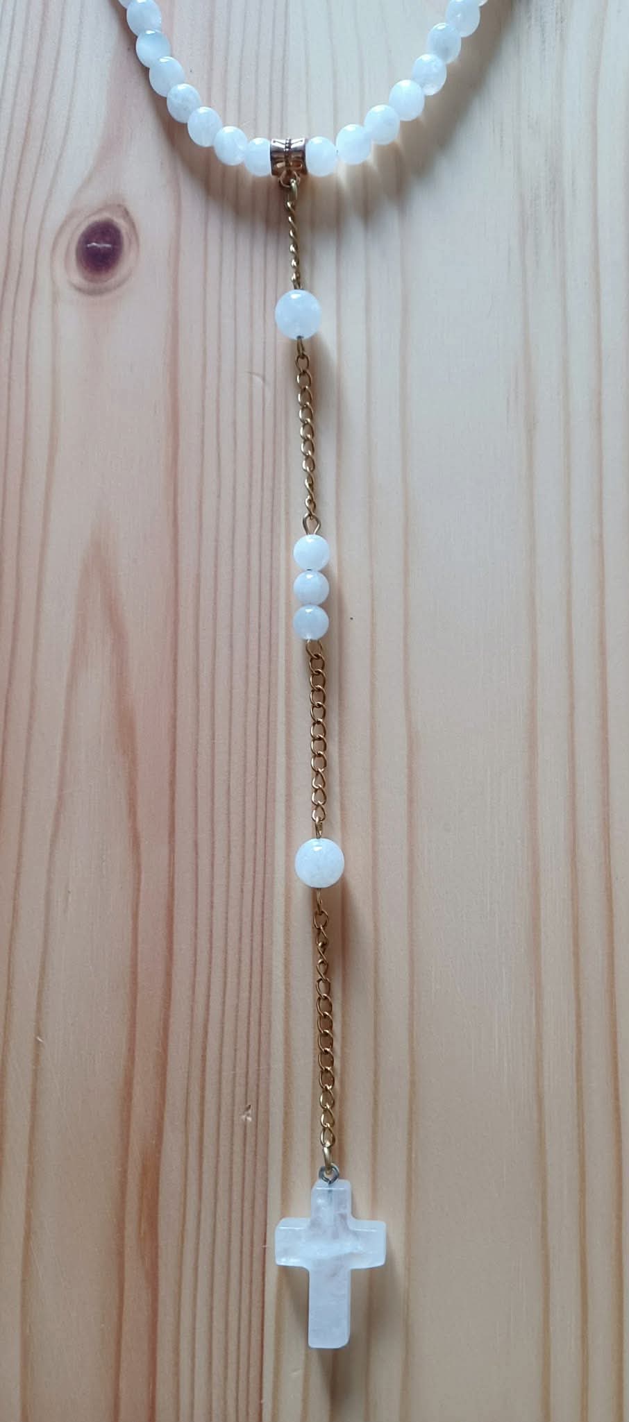 E-02 Ensemble De Collier En Pierre De Lune (Style Chapelet)