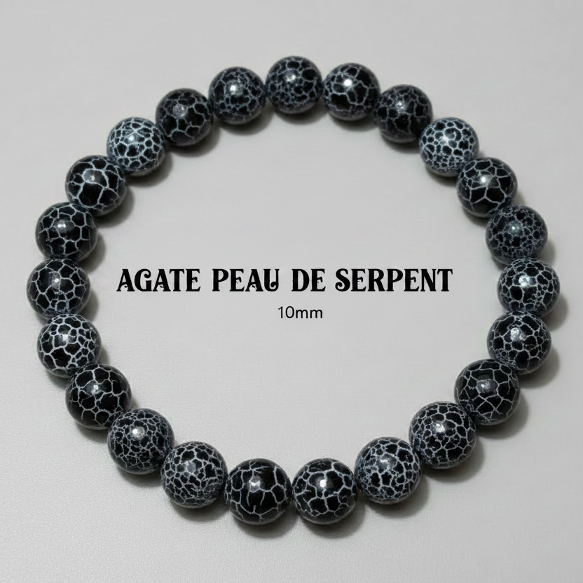 Bracelet Agate Peau de Serpent - fond gris