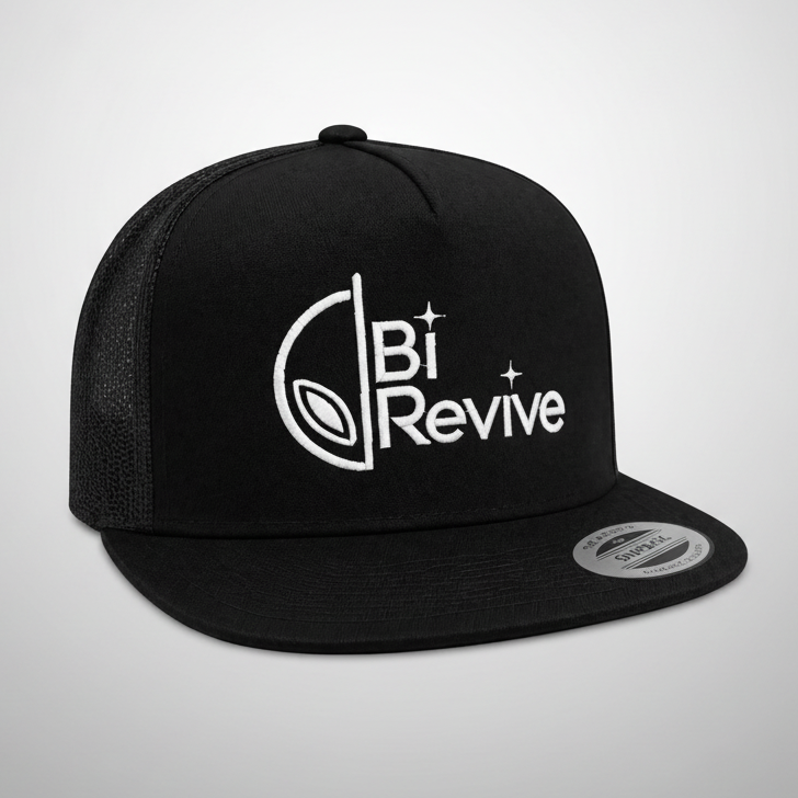Casquette BiRevive logo blanc flat brim