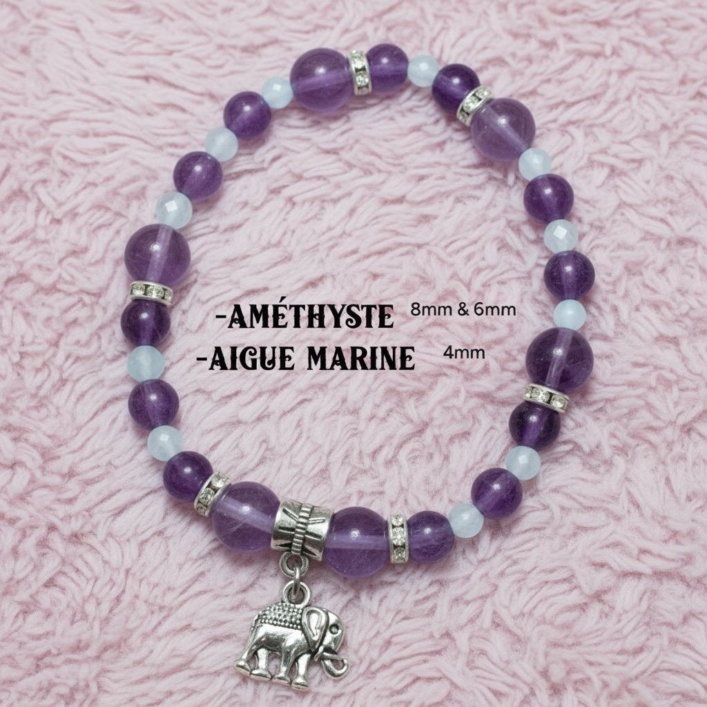 Bracelet Améthyste & Aigue Marine