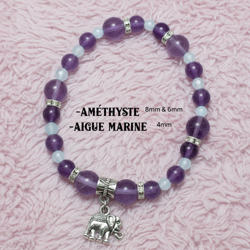 Bracelet Améthyste & Aigue Marine