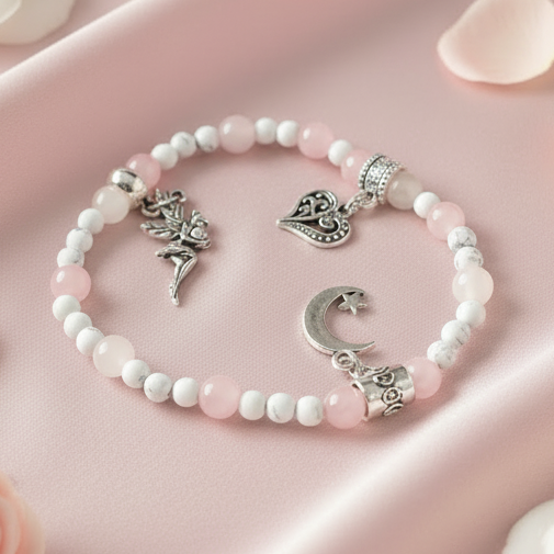B-17 - Bracelet de Quartz Rose & Magnésite